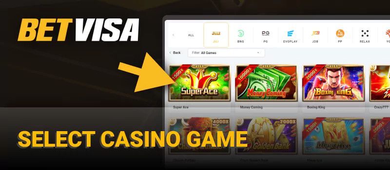 Betvisa ক্যাসিনো খেলা নির্বাচন করুন